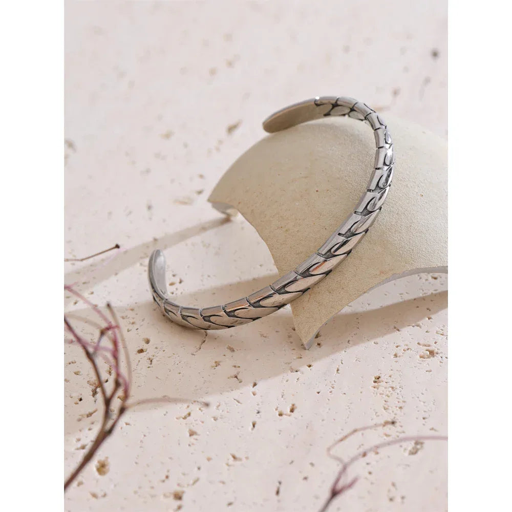65mm Silver Colour Stainless Steel Cuff Bracelet - ShopHub