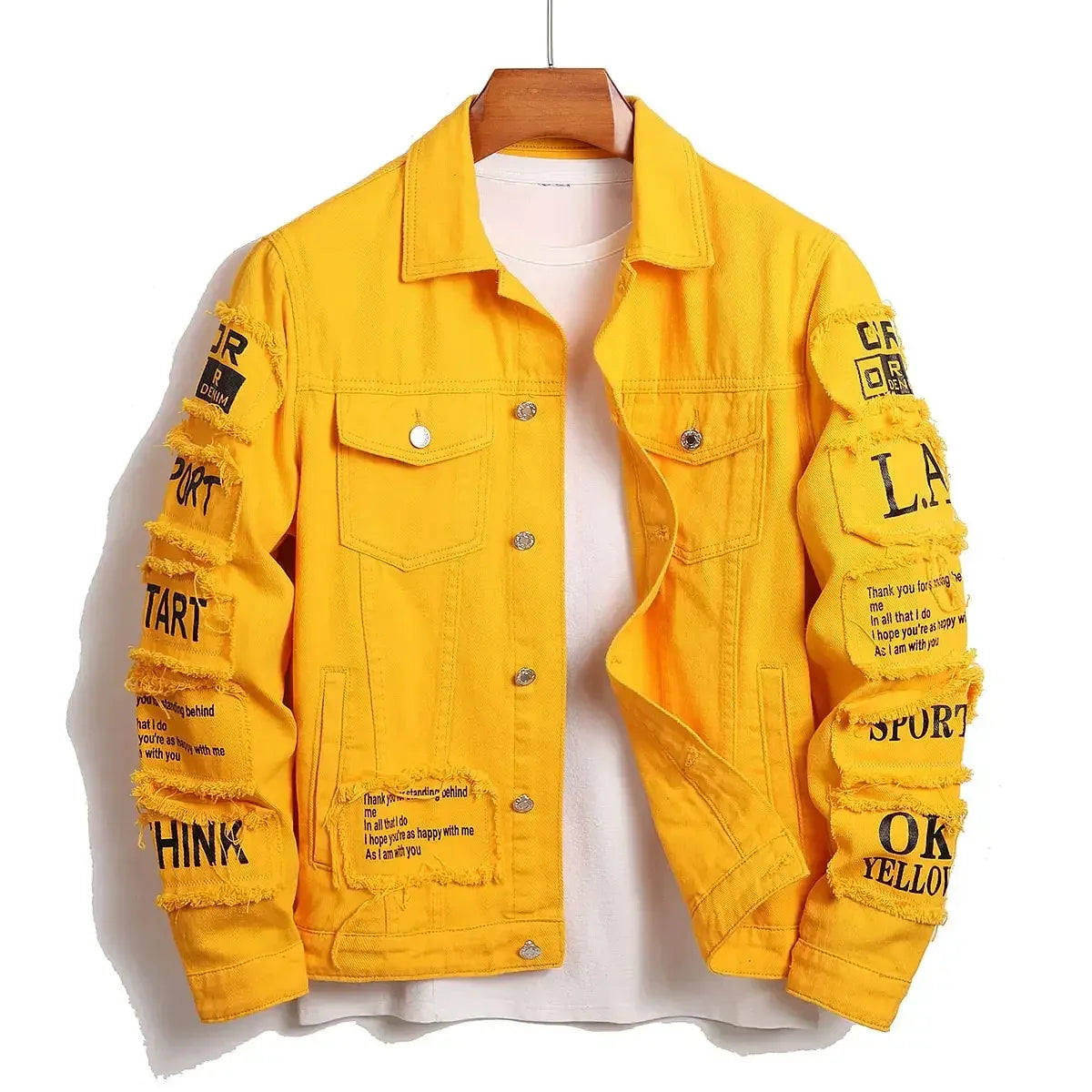 Men's Y2K Denim Jackets Featuring Stylish Patches - ShopHub