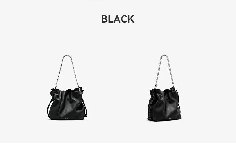 BAFELLI Genuine Cowhide Leather Bucket Handbag