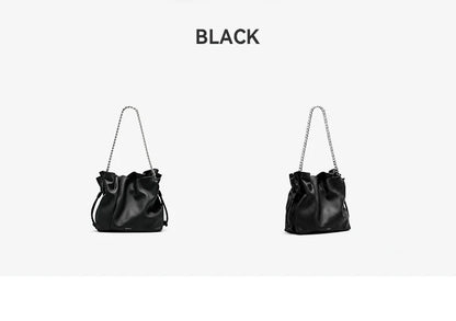 BAFELLI Genuine Cowhide Leather Bucket Handbag