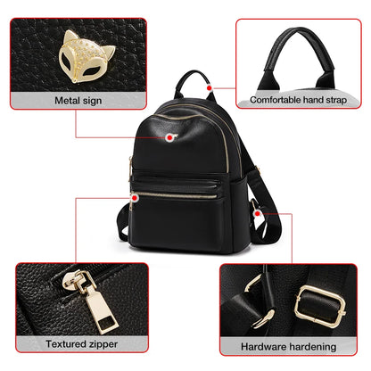 FOXER Brand  Women Cute Fashion Backpack Lady Leather +Microfiber Simple Travel School Bag Book Purse Quality Soft Daypack Gift