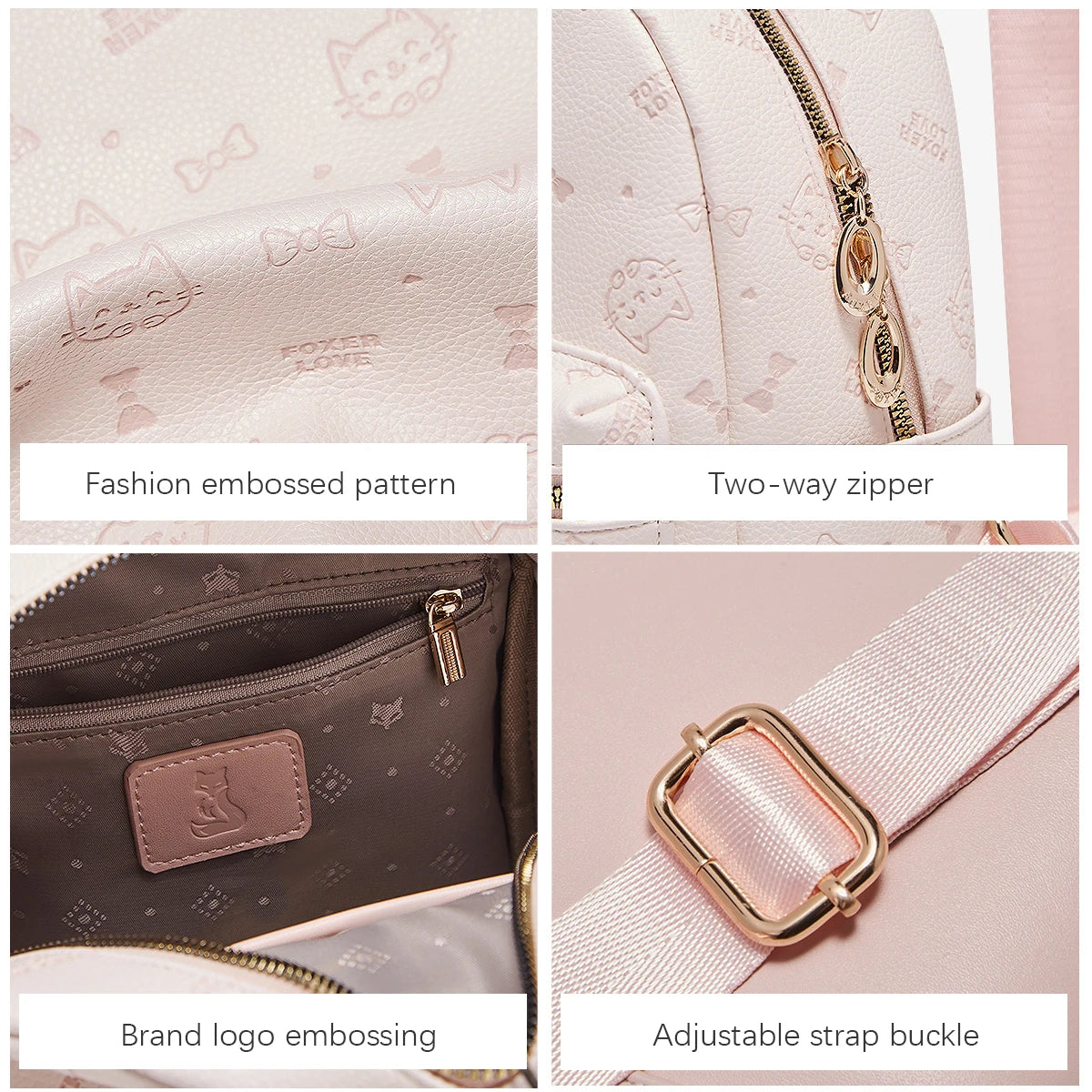 FOXER Brand PVC Leather Backpack Cute Embossing 2026 New Design Large Capacity School Bag Women's Fashion Travel Bags