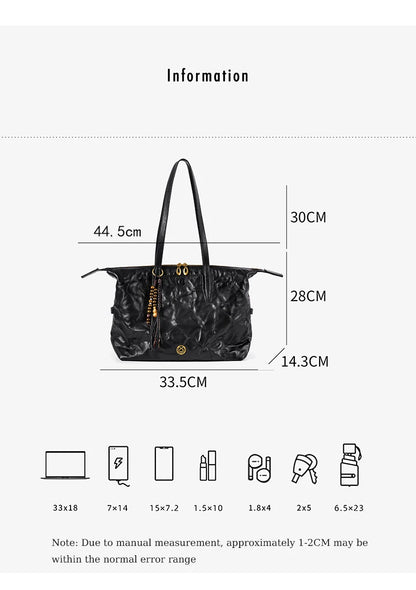 FOXER Luxury Genuine Leather Tote Bag