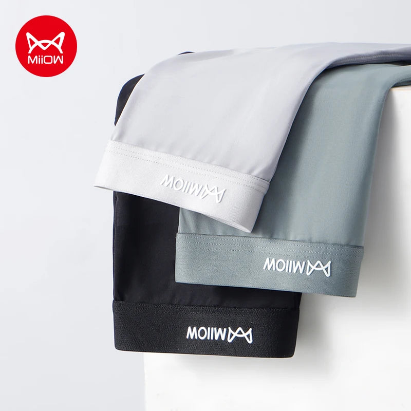 MiiOW Ice Silk Men's Underwear - 3Pcs Graphene Antibacterial Breathable Boxer Briefs