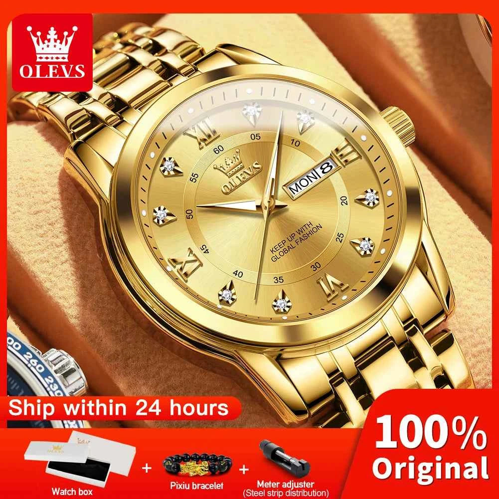 OLEVS 5513X Watch - Original Quartz Waterproof Luminous Watch with Zircon Scale, Perfect Gift for Men & Women in a Beautiful Box