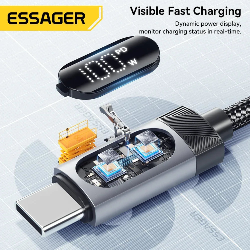 Essager 100W Car Spring Type C Cable - ShopHub