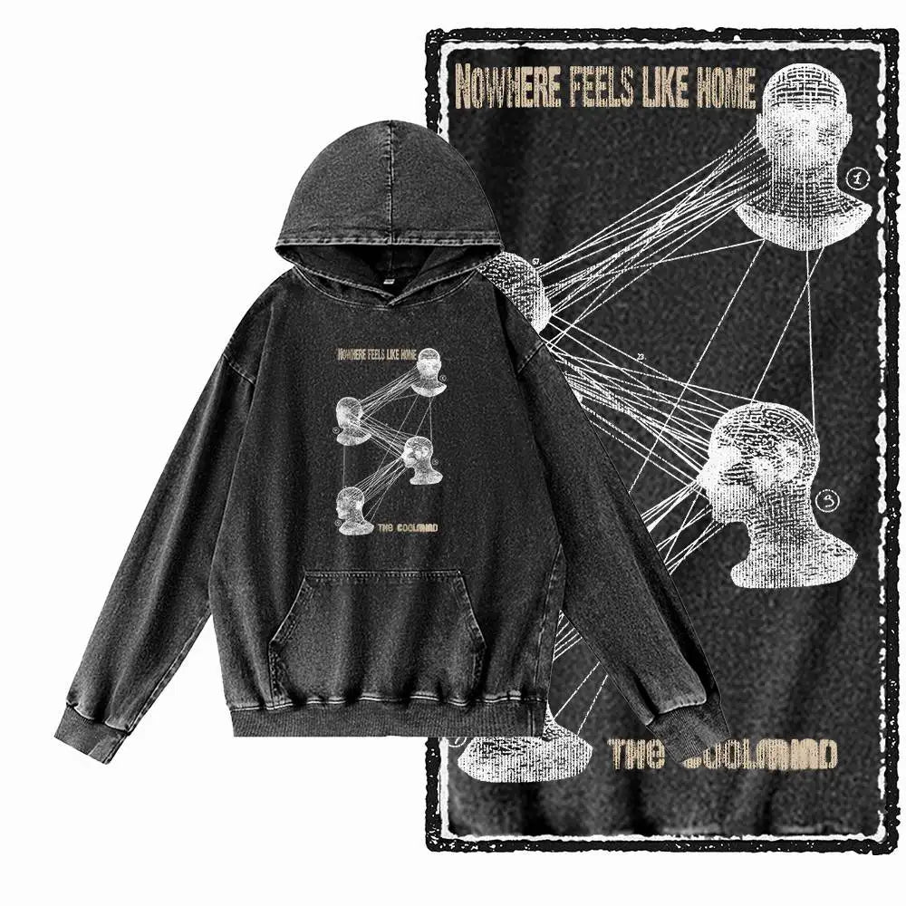COOLMIND Acid-Washed Black Graphic Hoodie