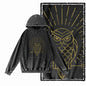 Vintage Owl Graphic Acid-Washed Black Hoodie
