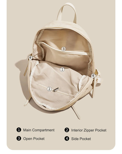 FOXER Simple Solid Color Backpack Women Backpack Waterproof Cotton Fabric Laptop School Bag Fashion Teenage Girl Travel Book Bag