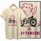 COOLMIND Beige Cat Graphic T-Shirt | Women's Relaxed Fit