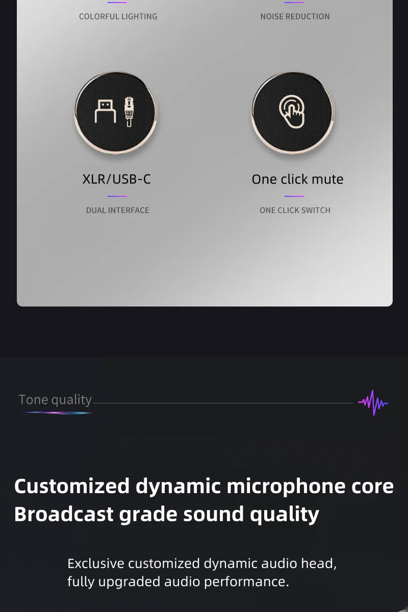 Bluedio S3000 Microphone - USB/XLR Dynamic Mic for Gaming, Streaming, and PS5/4 with Headphone Jack, RGB, and Mute Function