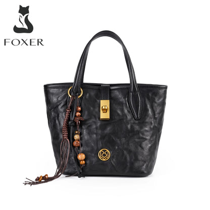 FOXER Vintage Wrinkle Leather Tote Bag