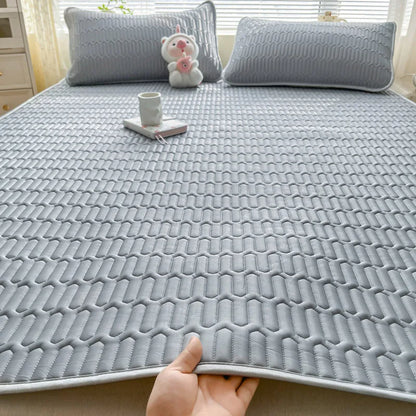 Cooling silk mattress pad set from ShopHub NZ, designed for comfort and breathability in summer sleep.