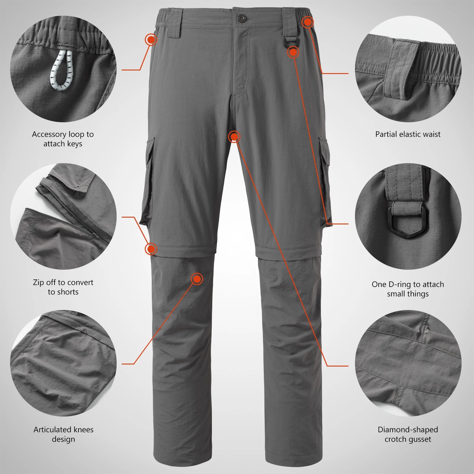 BASSDASH Men’s Outdoor Quick Dry Convertible Pants ShopHub