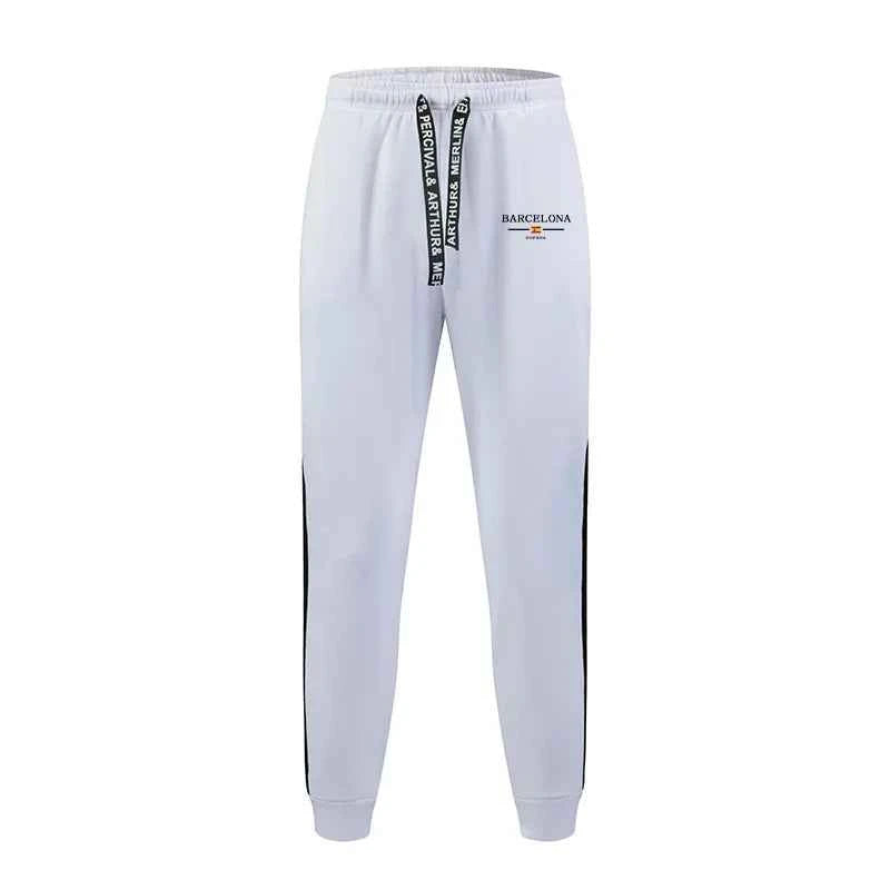 Men's Barcelona Print Hoodies and Sweatpants - Casual Autumn Winter Streetwear Jogging Suit
