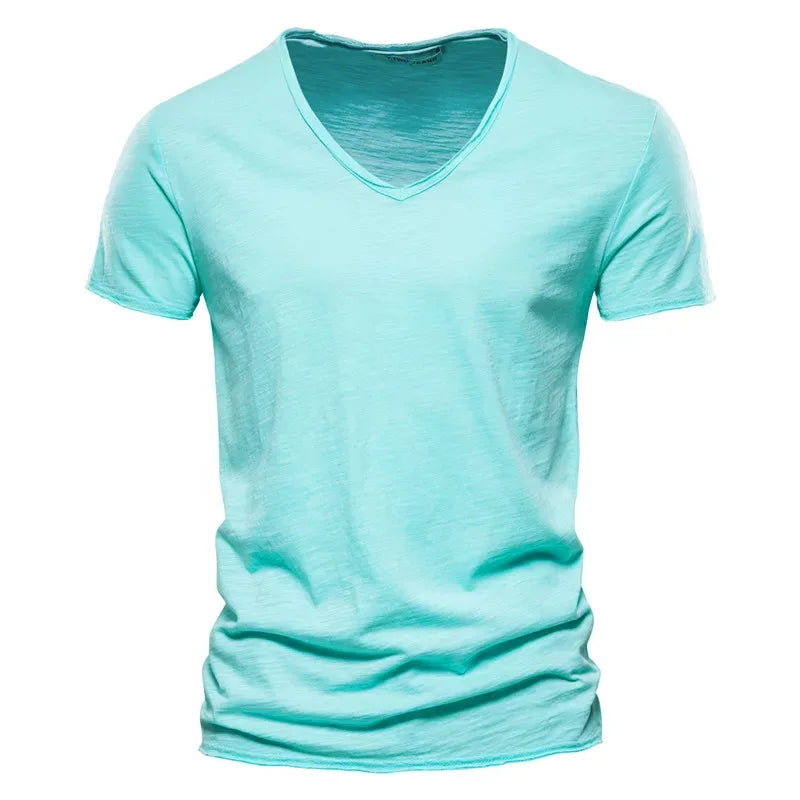 AIOPESON 100% Cotton Men's V-Neck T-Shirts - ShopHub