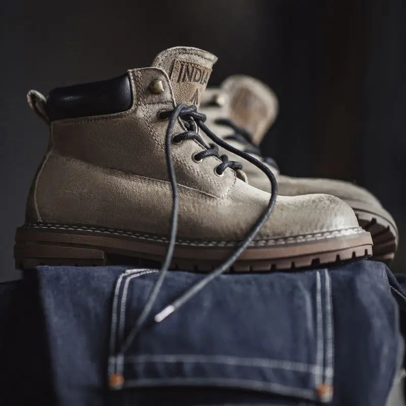 Maden Full Grain Pigskin Leather High Top Work Boots