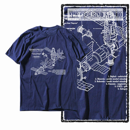 COOLMIND Z1149 Space Station Graphic Cotton Tee