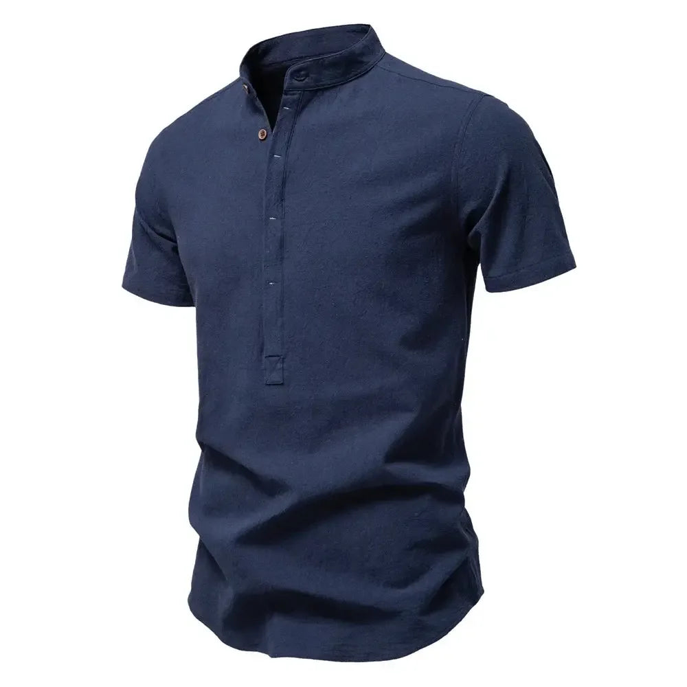 AIOPESON Men's Short Sleeve Linen Shirts - ShopHub