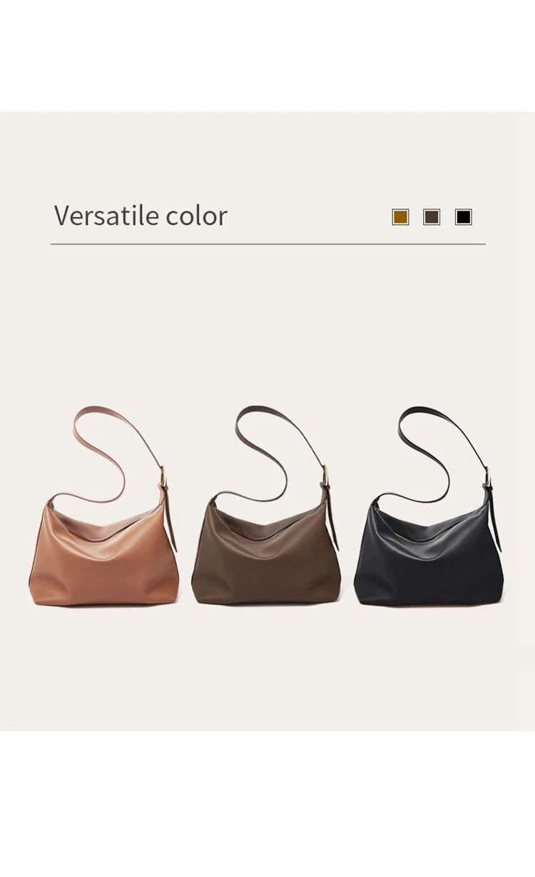 FOXER Large Soft Split Leather Shoulder Bag