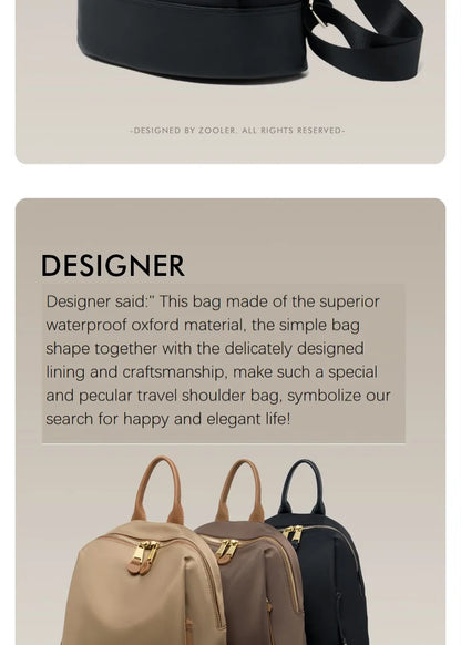 New Oxford &Leather Female Aesthetic Backpack School Bags Luxury Designer for Girls Women Backpacks Travel Light Weight - SC1708