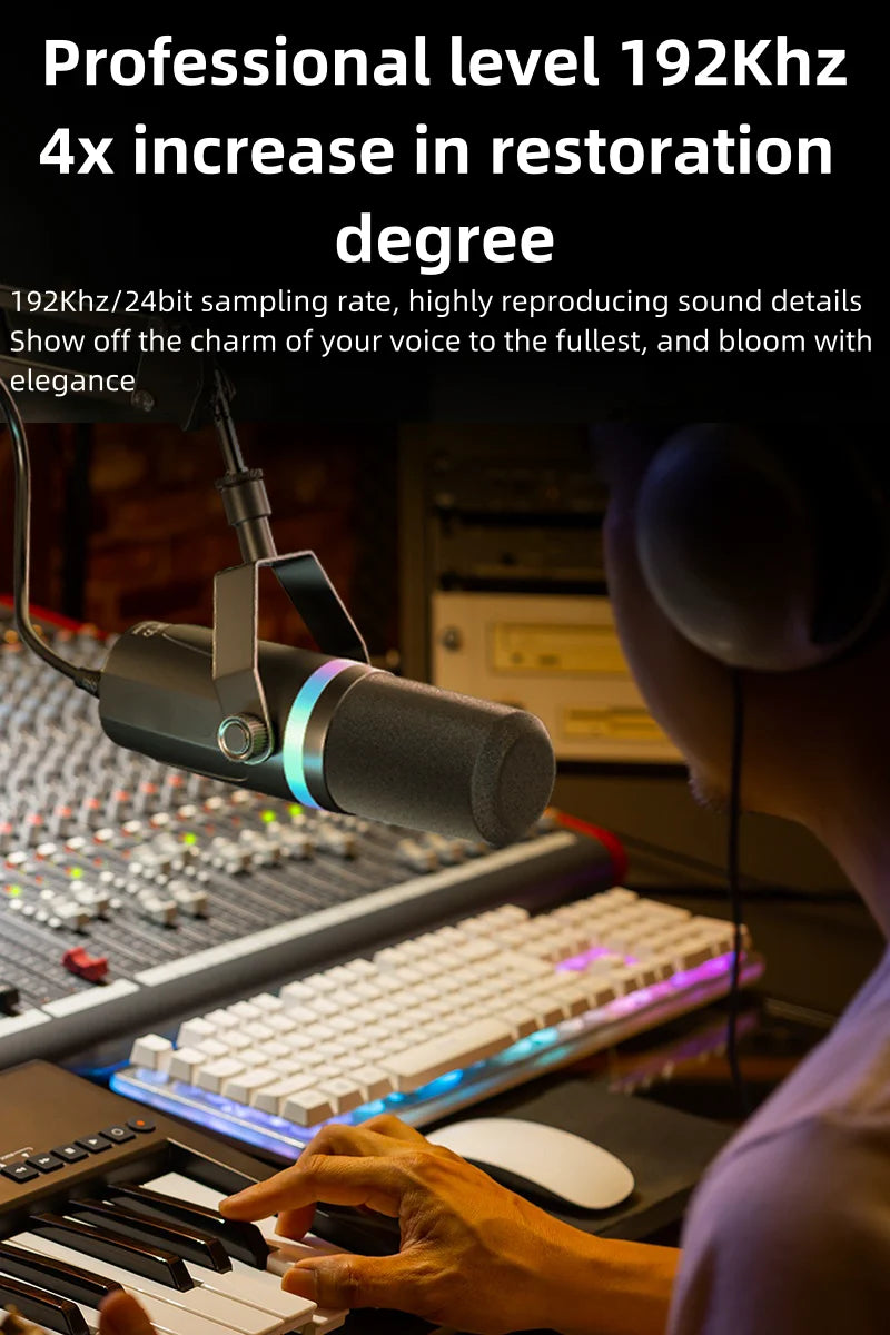 Bluedio S3000 Microphone - USB/XLR Dynamic Mic for Gaming, Streaming, and PS5/4 with Headphone Jack, RGB, and Mute Function