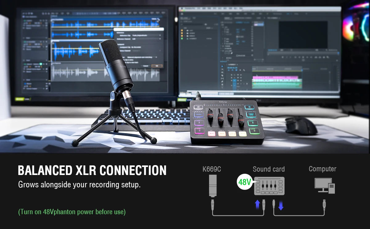 FIFINE XLR Condenser Microphone: Elevate Your Podcast, Streaming, and Vocal Recording