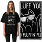 COOLMIND Cat Graphic T-Shirt | Women's Relaxed Black Tee
