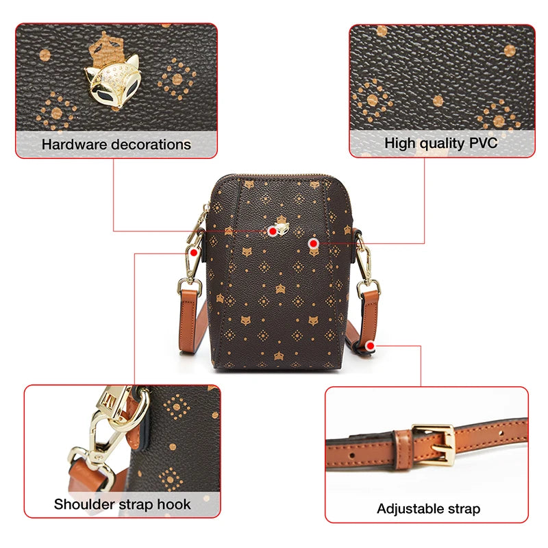 FOXER PVC Women's Cellphone Bag Fashion Signature Shoulder Bag 2026 New Lady Mini Crossbody Purse
