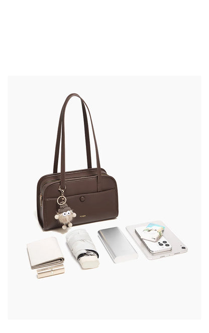 FOXER Female Shoulder Bag PU Leather Cross Body Bag 2026 New Fashion Messenger Bag Large Capacity Commute Daliy
