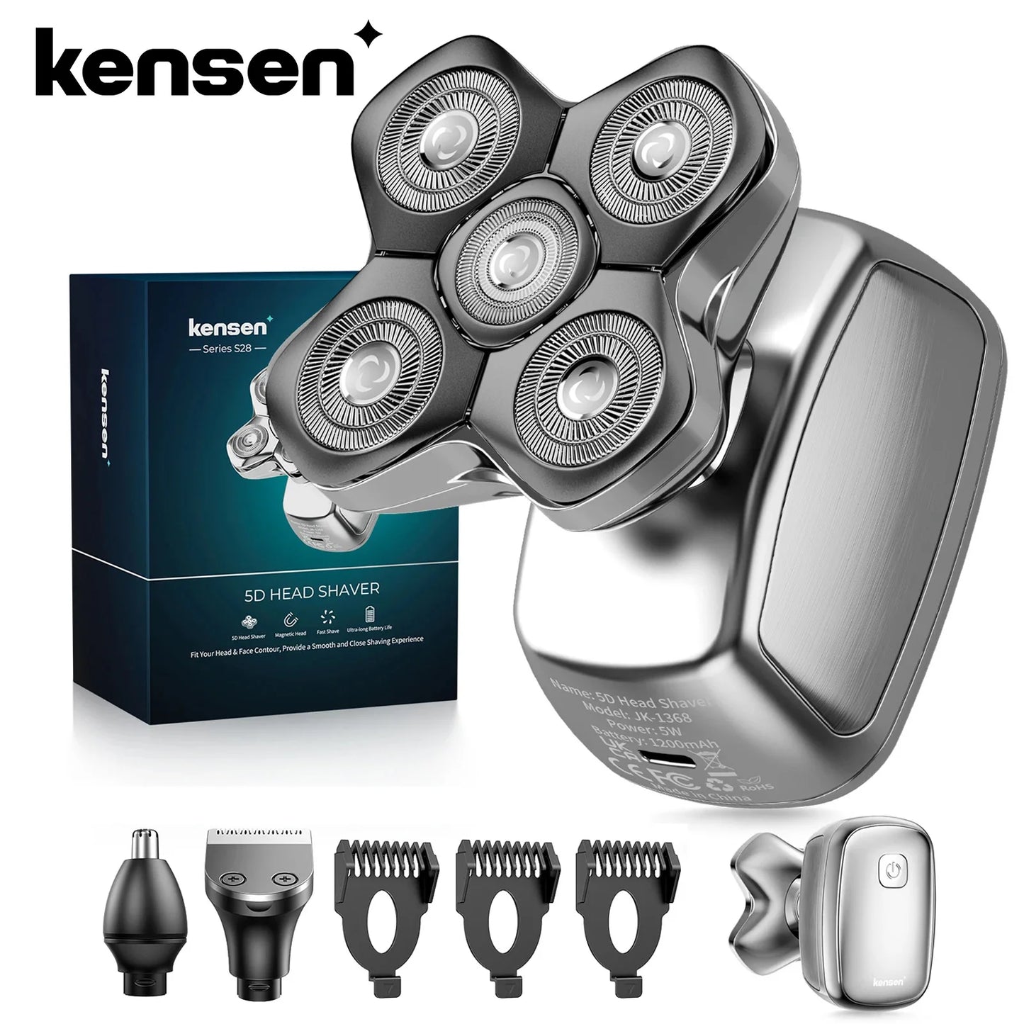 Kensen S28 Head Shaver for Men Electric Beard Trimmer 5D Floating Head Razor