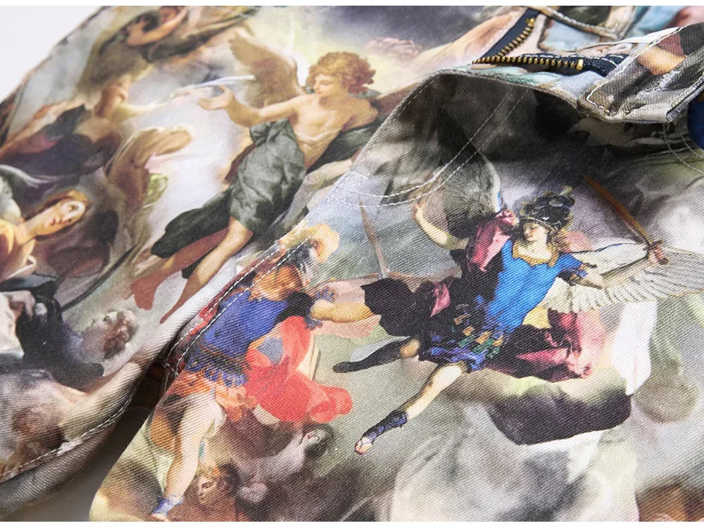 Men’s Classical Painting Print Jeans - ShopHub