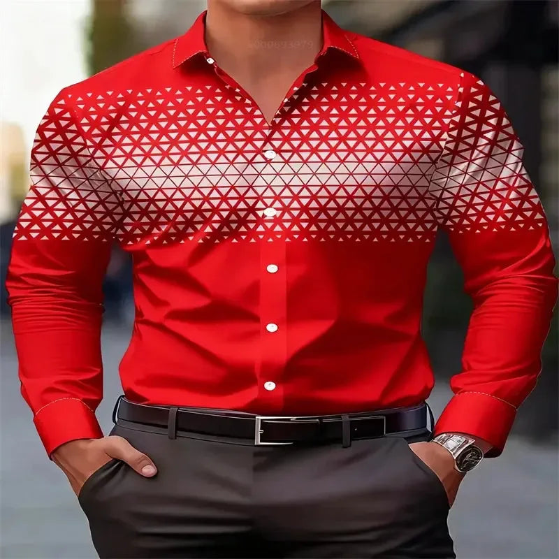 Men's Stylish Casual Red 3D Printing Shirts - ShopHub