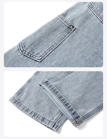 SIMWOOD 2026 Spring Summer New Loose Relax Logging Jeans Men 11oz Fabric Cargo Denim Trousers