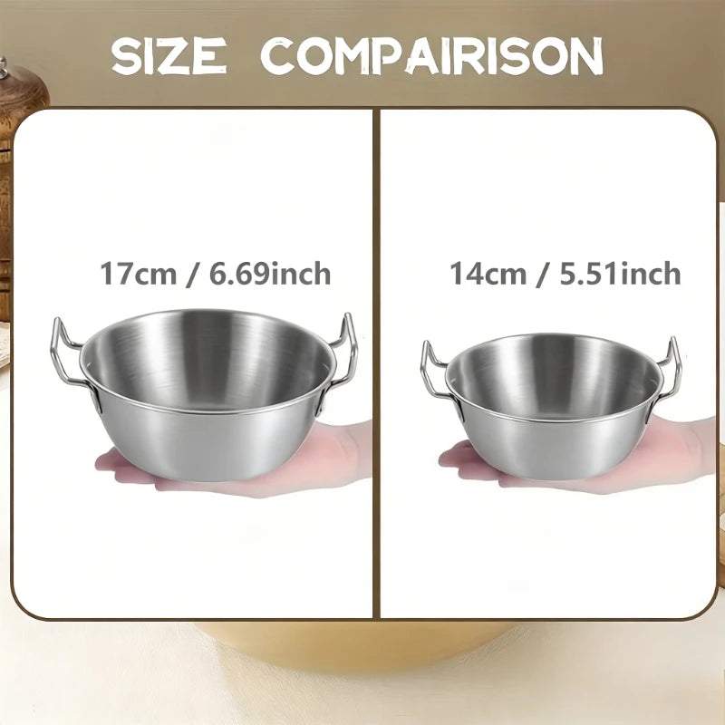 Stainless Steel Noodle Bowl with Handle - Ramen Soup Salad Bowl for Home, Camping, and Picnic