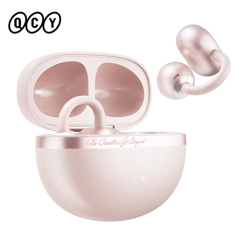 QCY CT06 Open Ear Wireless Earbuds with 4-Mic Calls and Bass Boost - Bluetooth 6.0 Clip-On Sports Headphones with 35 Hours Playtime - ShopHub