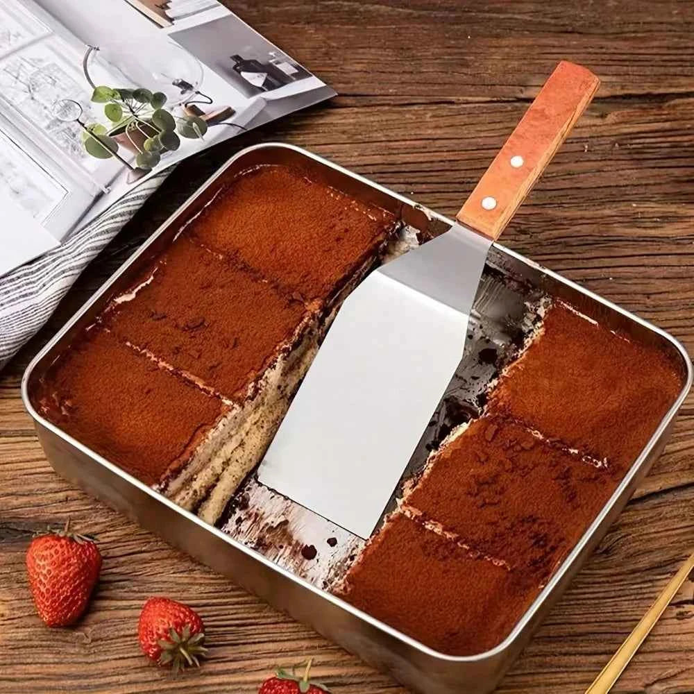 2Pcs Kitchen Accessories, 10oz Stainless Steel Pot with Wood Handle & Cake Spatula, Durable Kitchen Tools, Daily Kitchen Items