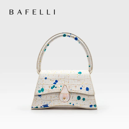BAFELLI Floral Genuine Leather Half-Moon Bag