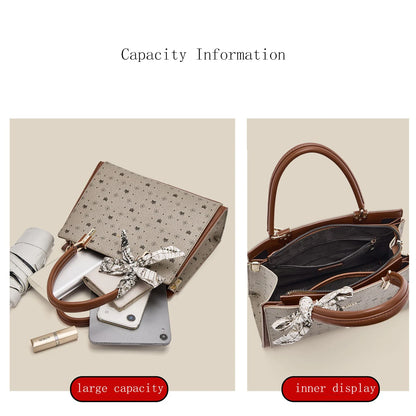 FOXER Vintage Women Handbag PVC Leather Tote Bag Large Capacity Top‑Handle Shoulder Crossbody Bag for Ladie Daily Work Purse