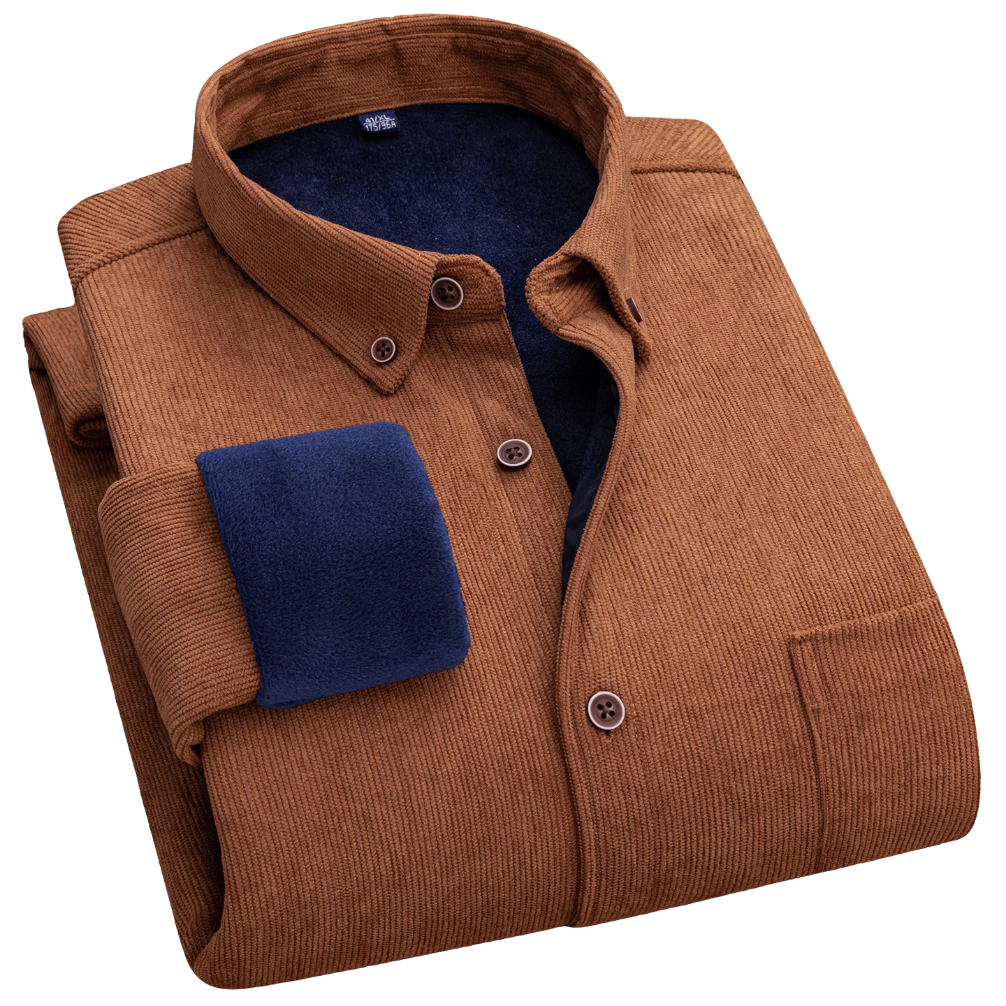 Men's Corduroy Fleece Shirt - Large Size Warm Plaid Classic Style Regular Fit Velvet Thick Casual Shirt Plus L-6XL