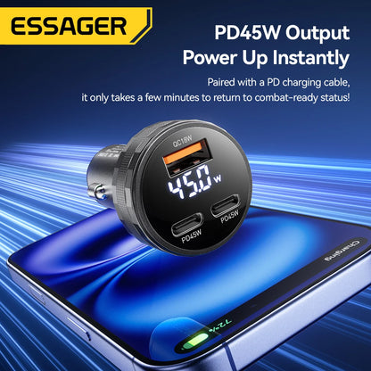 Essager 108W 3-Port USB Car Charger with Digital Display