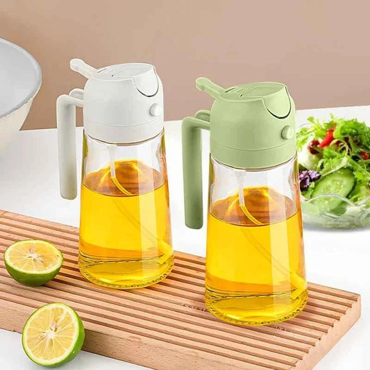 2 In 1 Glass Oil Spray Bottle with Pour Spout - Dual - purpose for Olive Oil, Soy Sauce - Camping, Bbq, Baking & Picnic Tool