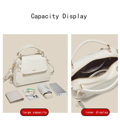 FOXER Elegant Women's Handbag In Genuine White Leather