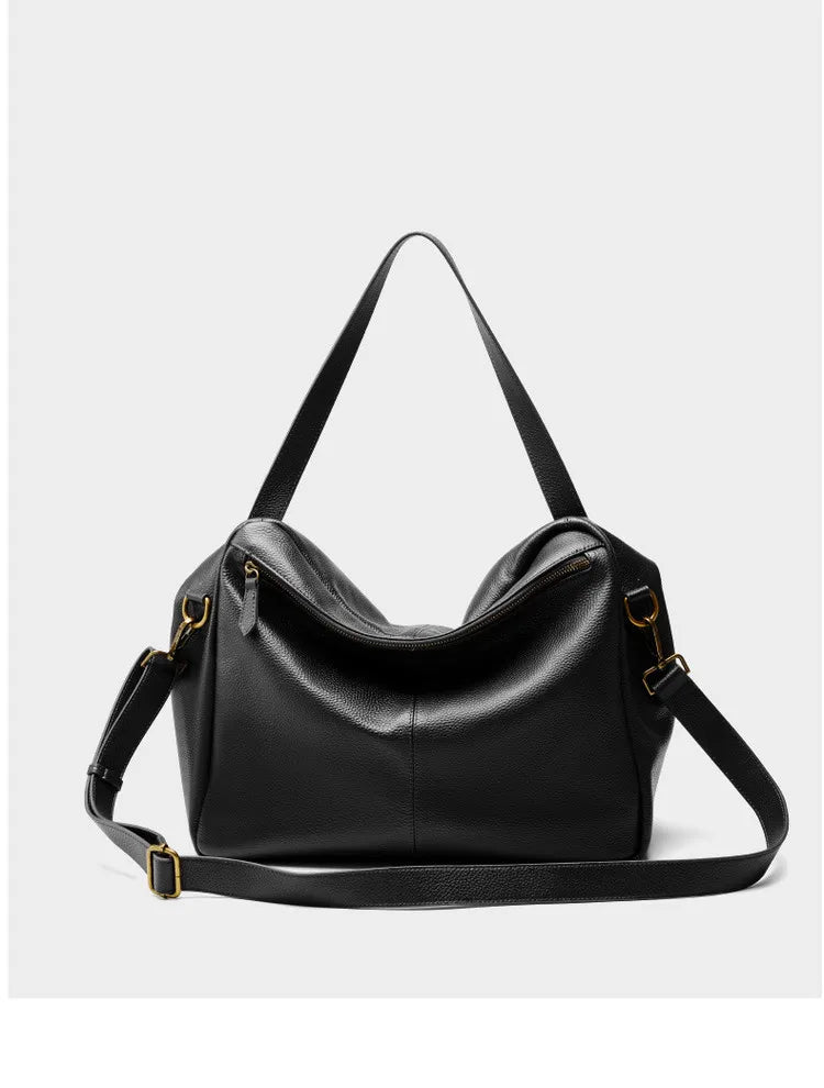 FOXER Genuine Leather Shoulder Bag for Women Large Capacity Handbag Female Casual Tote Bag Computer Bag Crossbody Purse as Gift