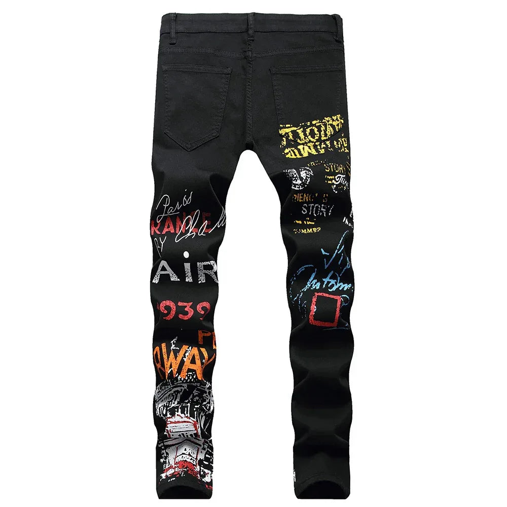 Men's Stylish Jeans Featuring Unique Letter Prints and patterns - ShopHub