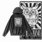 Vintage Owl Graphic Acid-Washed Black Hoodie