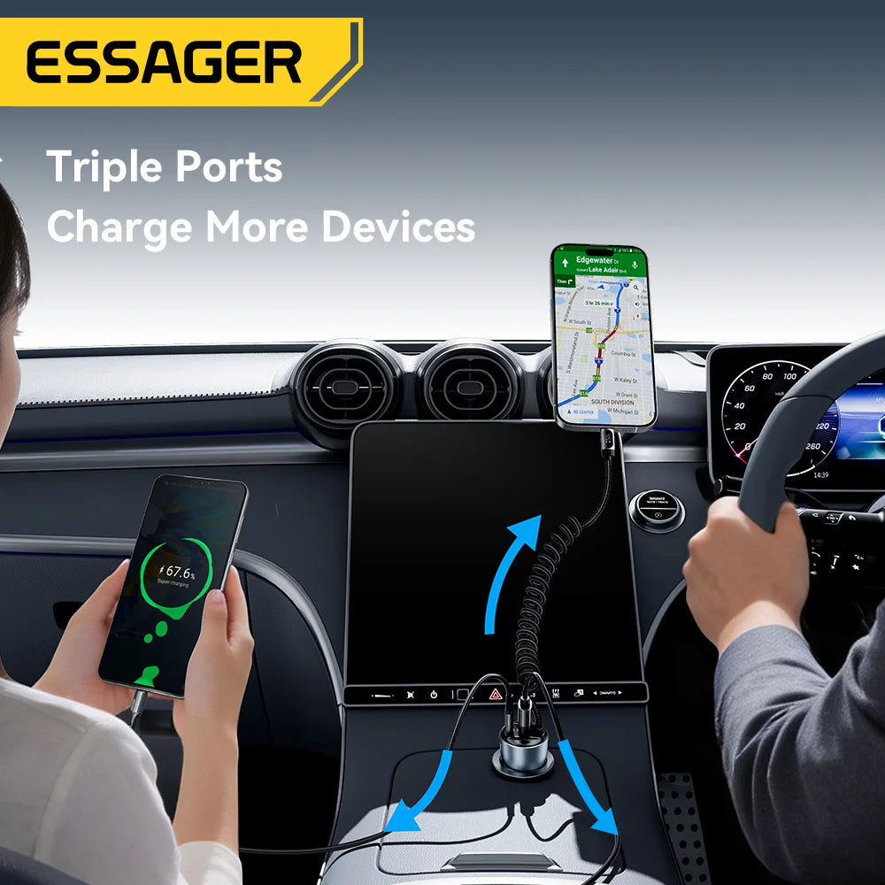 Essager 108W Car Charger USB-C & USB-A Ports