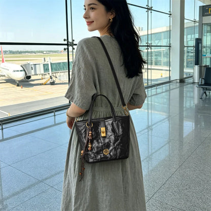 FOXER Vintage Wrinkle Leather Tote Bag