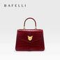 BAFELLI Crocodile-Pattern Leather Business Flap Bag