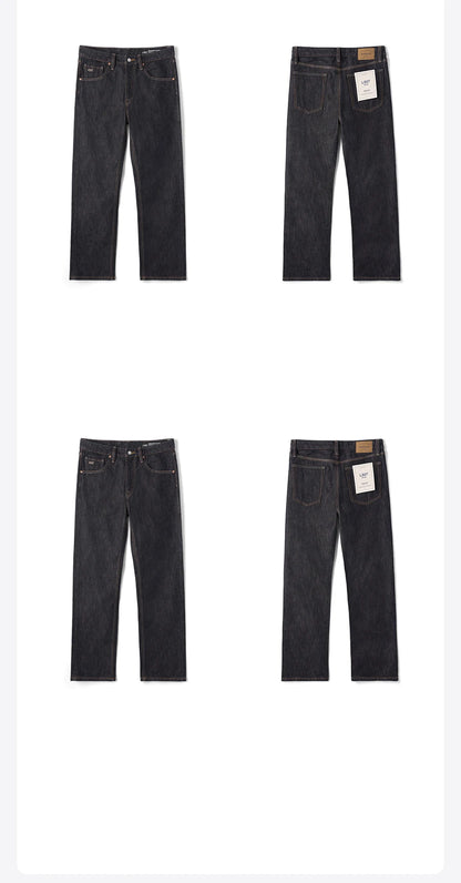SIMWOOD 2026 Autumn Winter New Loose Straight 13oz 100% Cotton Fabric Jeans Men Washed Vintage Classical Denim Trousers